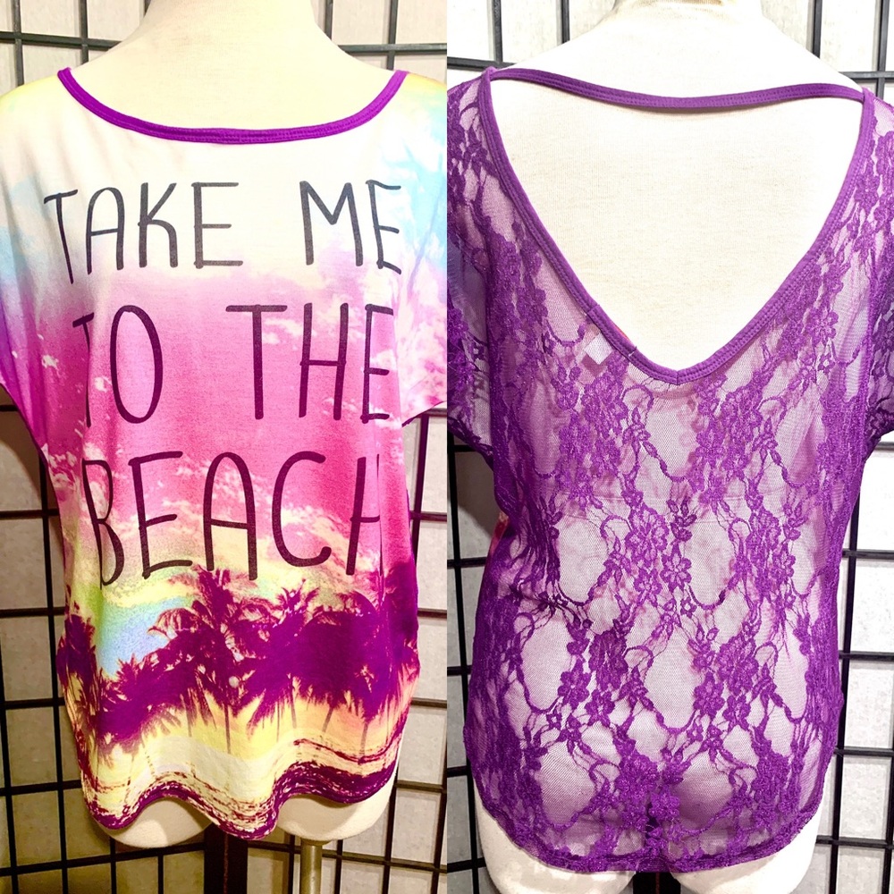 Take Me To The Beach Top with Lace Back